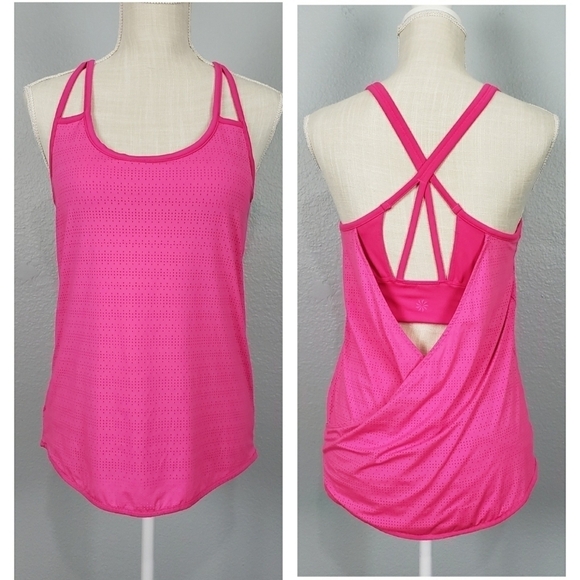 ATHLETA Yoga Fitness Mind Over Matter Pixel Tank Top Pink Sz S Training Workout - Picture 1 of 10